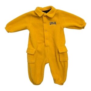 Vintage Y2k USA The Children's Place Yellow Fleece Cargo Pocket One Piece